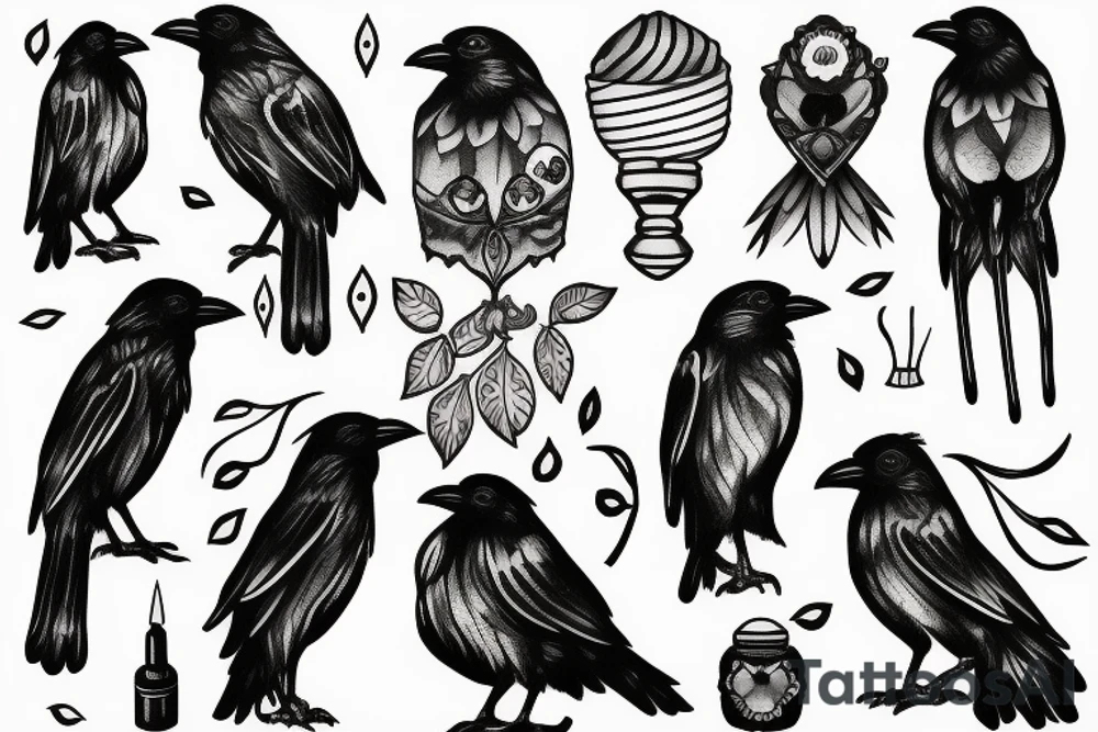 crow trash polka tattoo idea