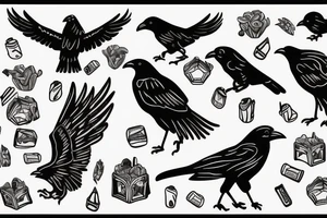 crow, trash polka tattoo idea