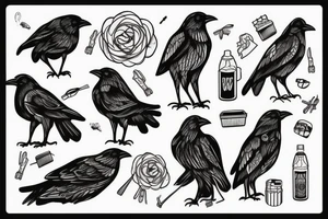 crow, trash polka tattoo idea