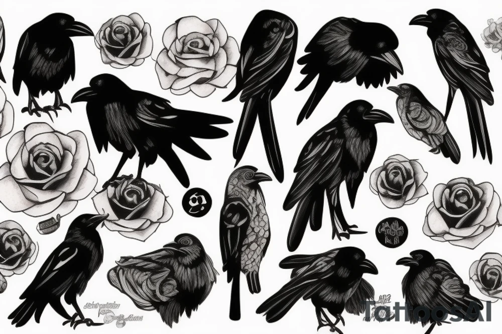 crow, trash polka tattoo idea