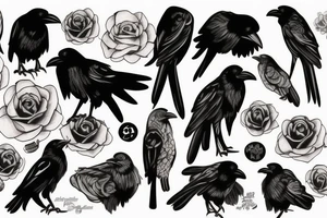 crow, trash polka tattoo idea