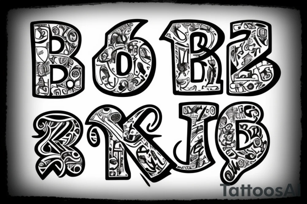 Letters B, O, M, T tattoo idea