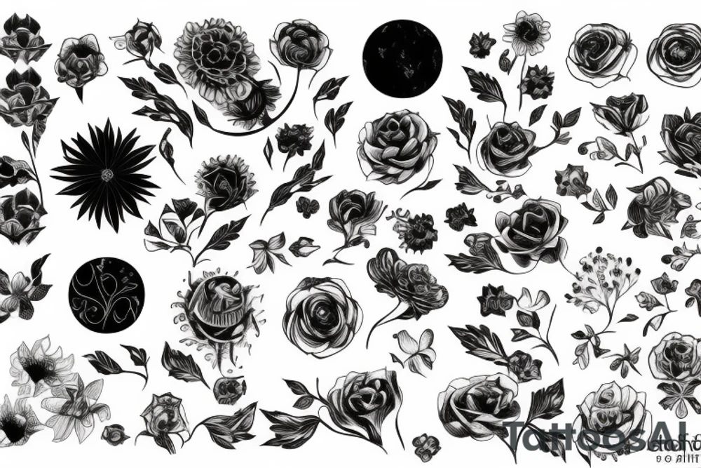 dark flower tattoo idea
