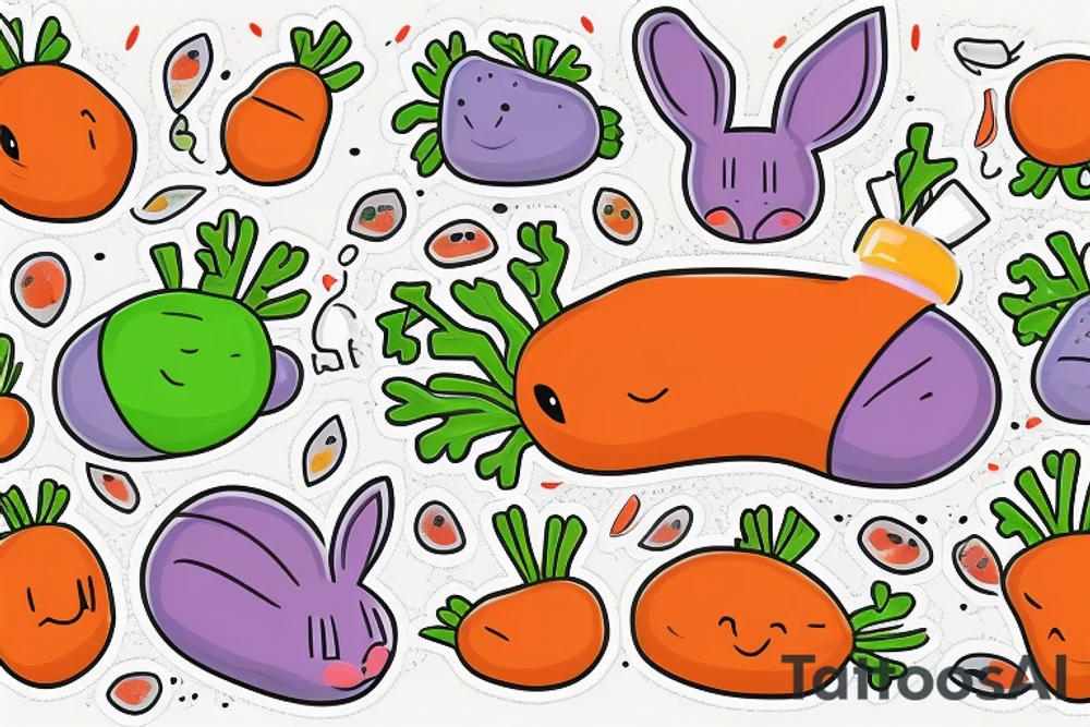 Pixel background gradient.  Carrot, rabbit, 313, Chem1st tattoo idea