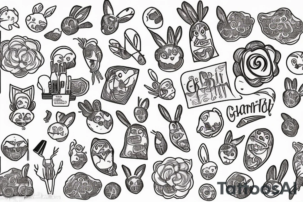 Pixel background gradient.  Carrot, rabbit, 313, Chem1st tattoo idea