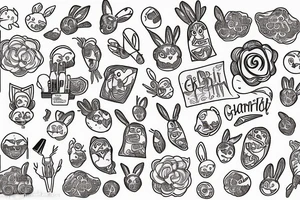 Pixel background gradient.  Carrot, rabbit, 313, Chem1st tattoo idea