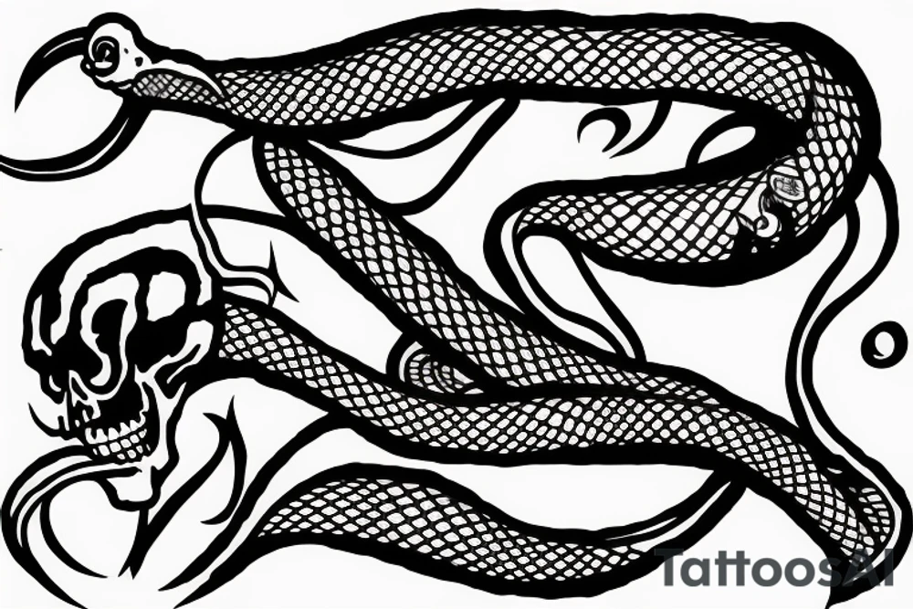 snake with a skeleton head tattoo idea