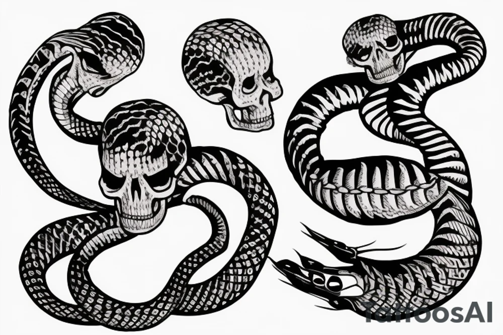 snake with a skeleton head tattoo idea