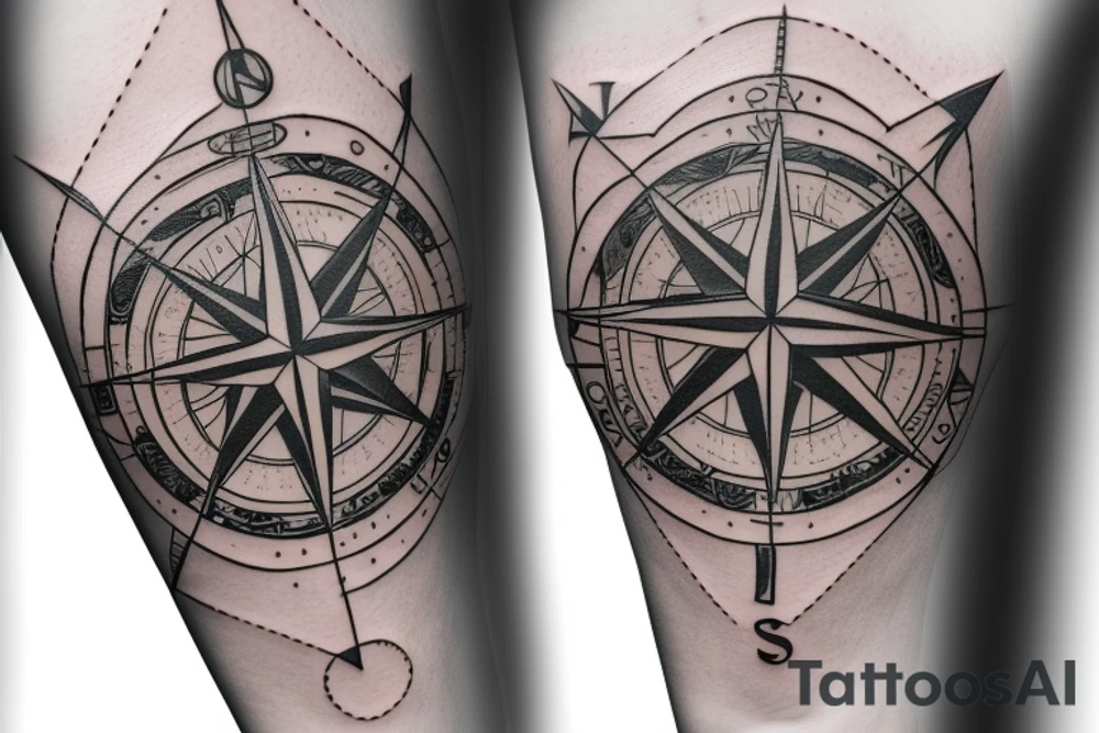 compass in an arm band tattoo idea