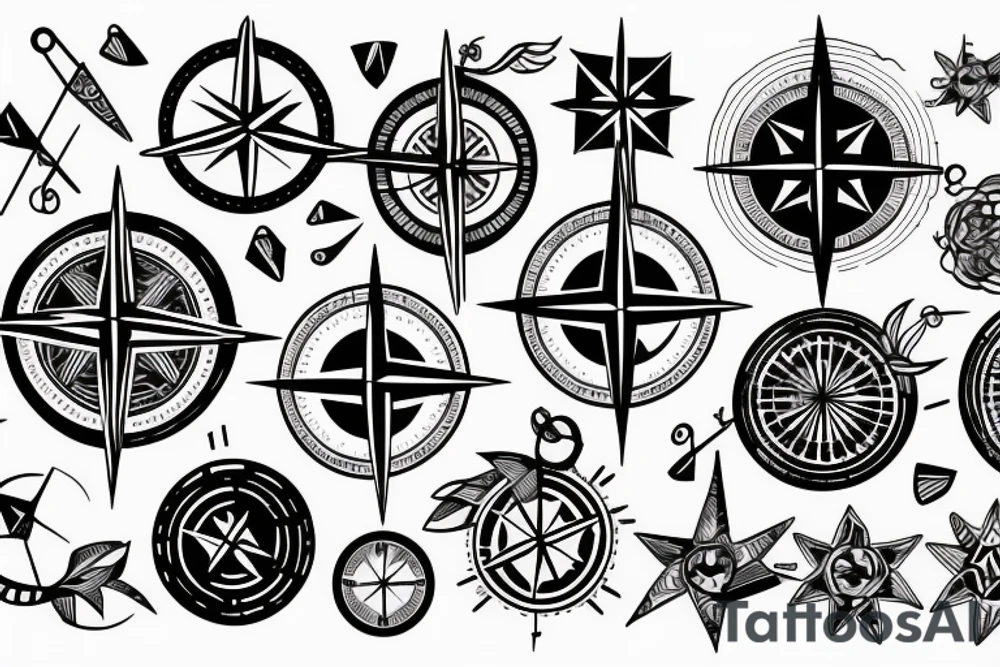 compass in an arm band tattoo idea