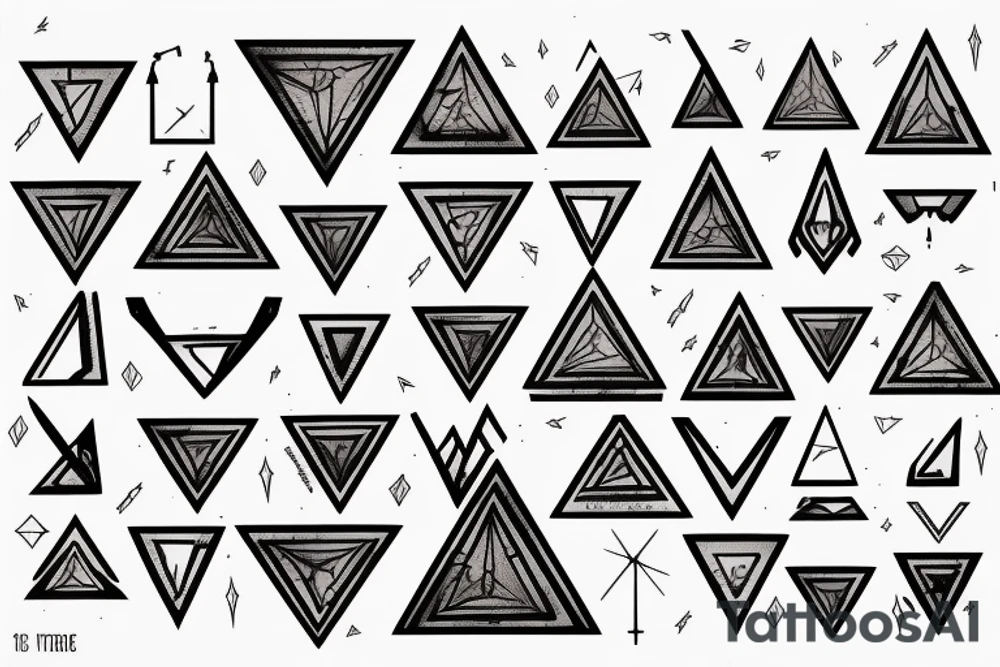 Three triangles and each other is more rusted than the previous one tattoo idea