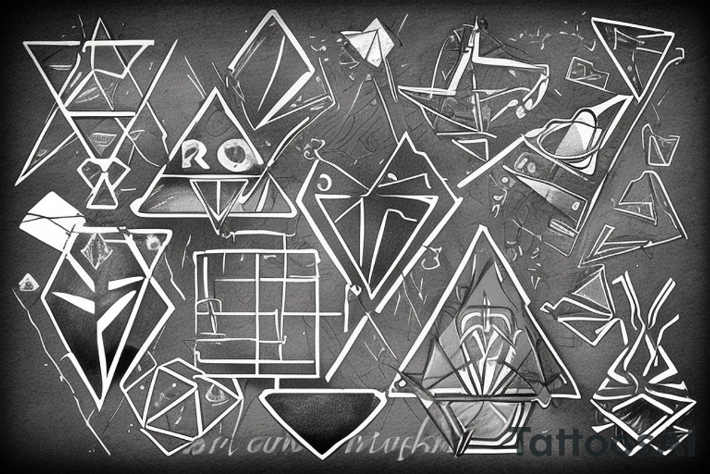 Three triangles and each other is more rusted than the previous one tattoo idea