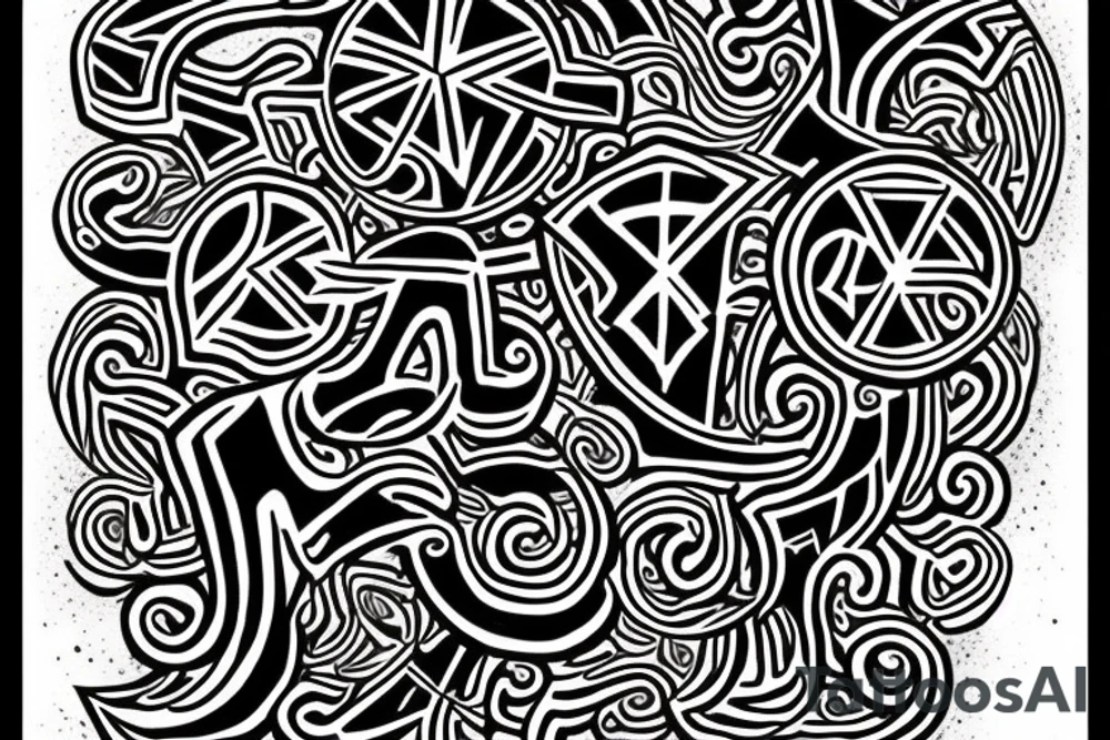 new alphabet letters in runes style tattoo idea