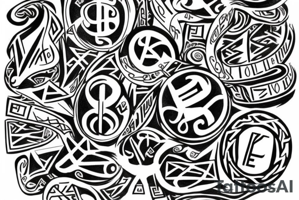 new alphabet letters in runes style tattoo idea