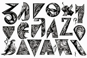 new alphabet letters in futuristic style tattoo idea