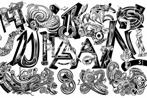 new alphabet letters in futuristic style tattoo idea