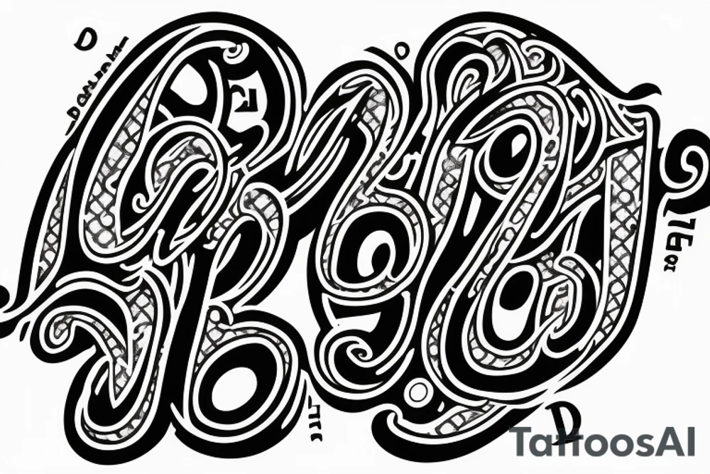 alphabet letters in dots and lines shape tattoo idea