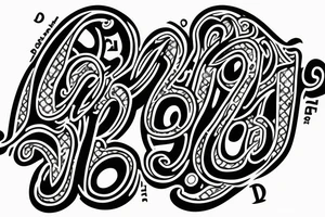 alphabet letters in dots and lines shape tattoo idea
