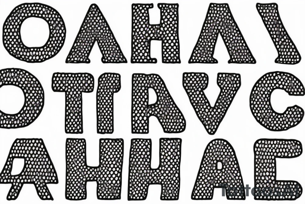 alphabet letters in dots and lines shape tattoo idea