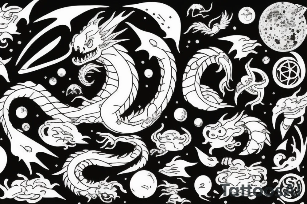 Dragon in space tattoo idea