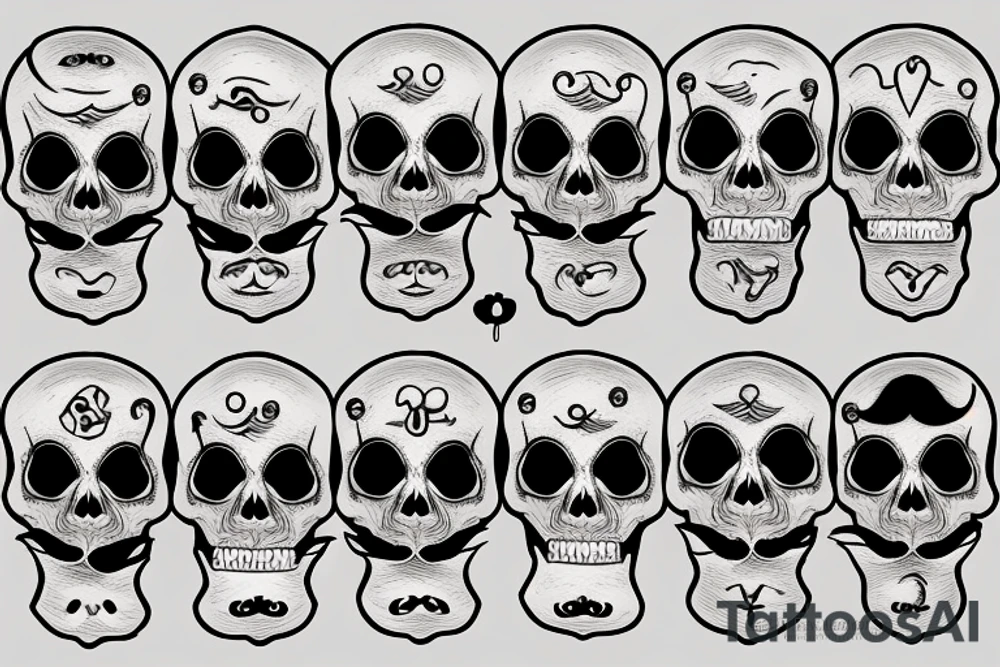 Skull with a mustache tattoo idea