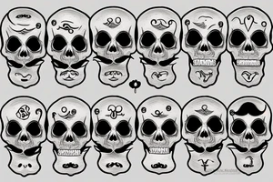 Skull with a mustache tattoo idea