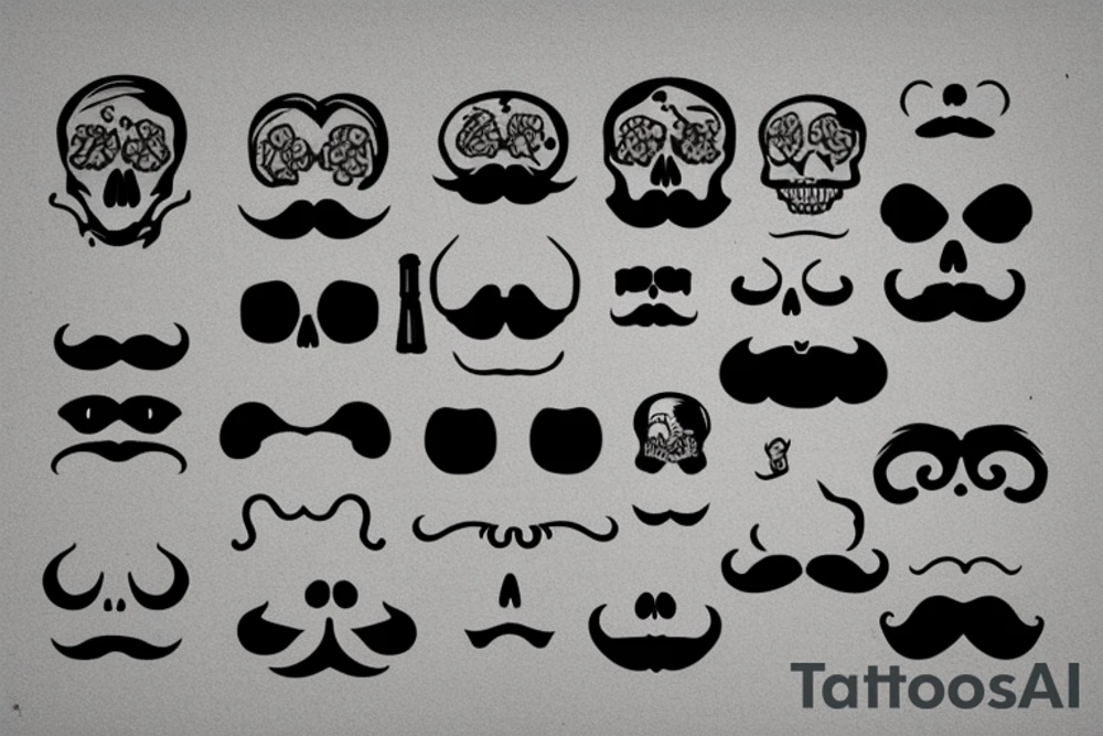 Skull with a mustache tattoo idea