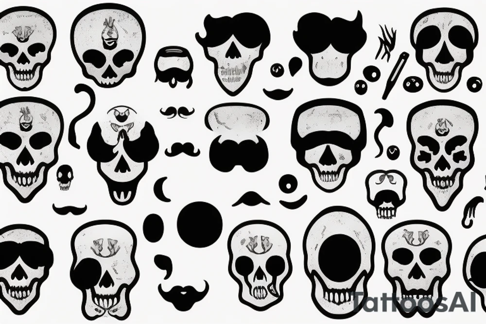 Skull with a mustache tattoo idea