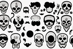 Skull with a mustache tattoo idea