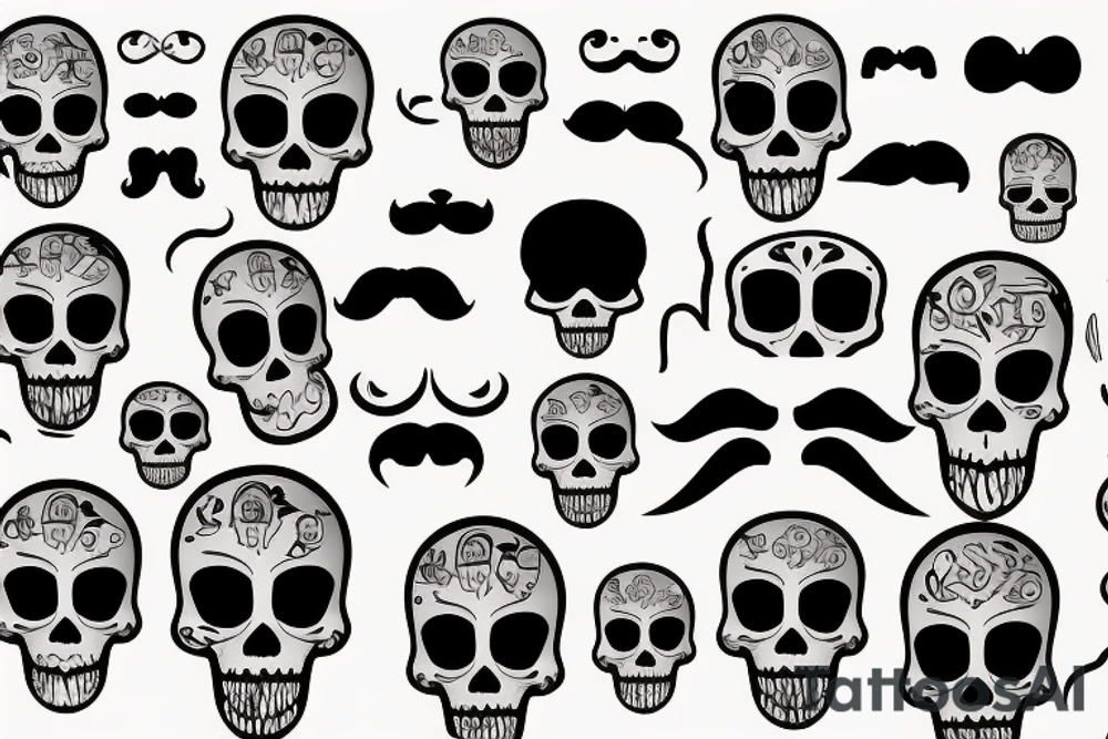 Skull with a mustache tattoo idea