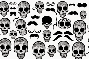 Skull with a mustache tattoo idea
