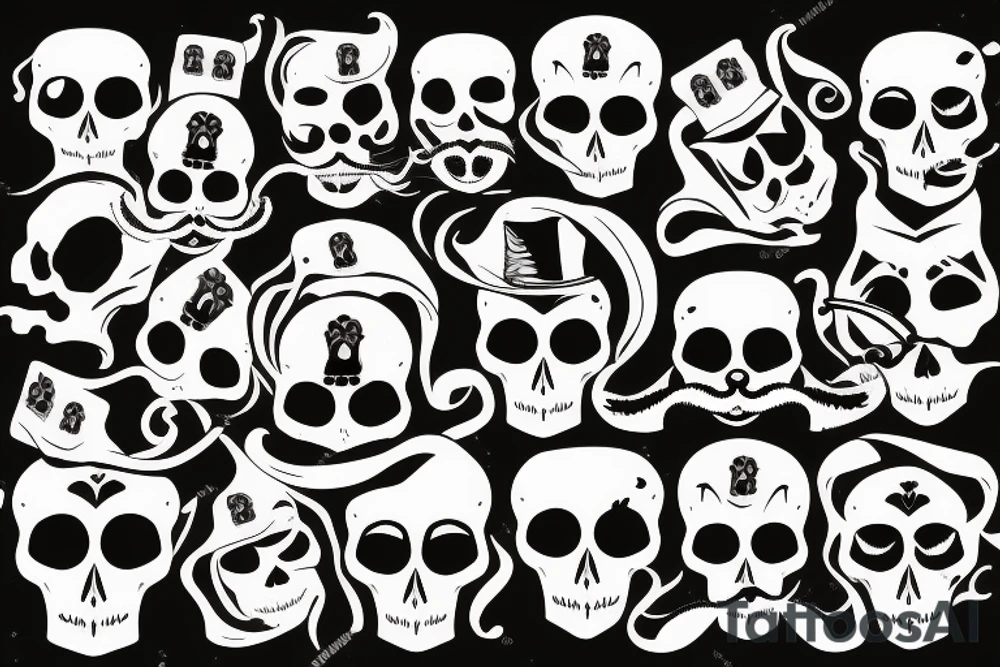 Skull with a mustache tattoo idea