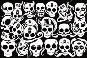 Skull with a mustache tattoo idea