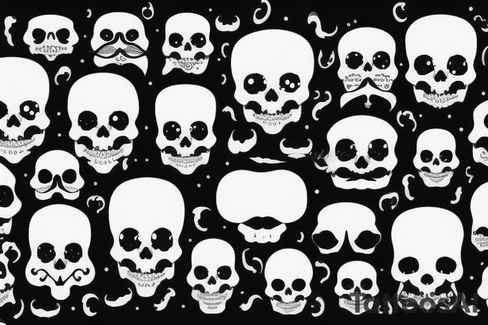 Skull with a mustache tattoo idea