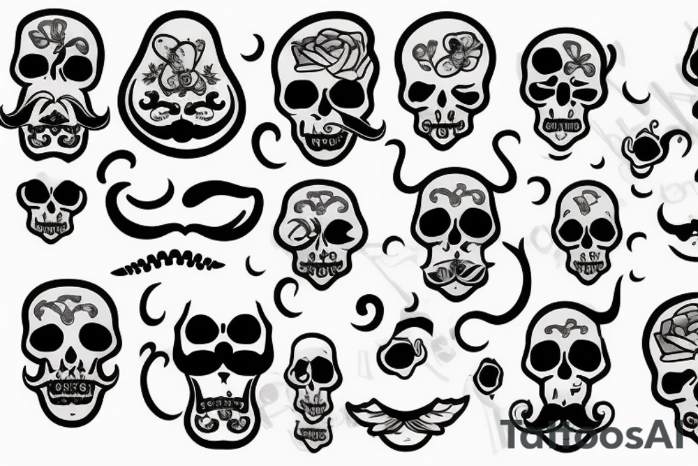Skull with a mustache tattoo idea