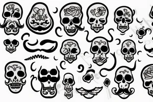 Skull with a mustache tattoo idea