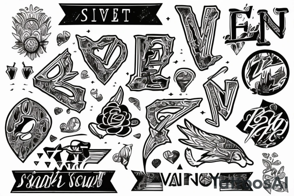 Sunset with letter V incorporated tattoo idea