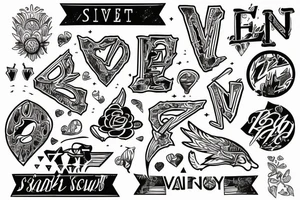 Sunset with letter V incorporated tattoo idea