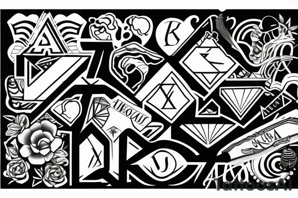 Sunset with letter V incorporated tattoo idea