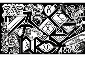Sunset with letter V incorporated tattoo idea