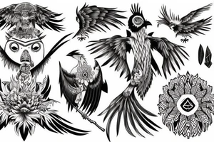 A bird of death going into the groun tattoo idea