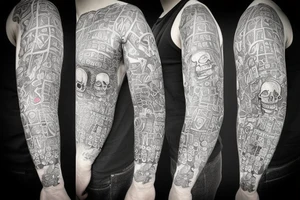 a skeleton with money on his head tattoo idea