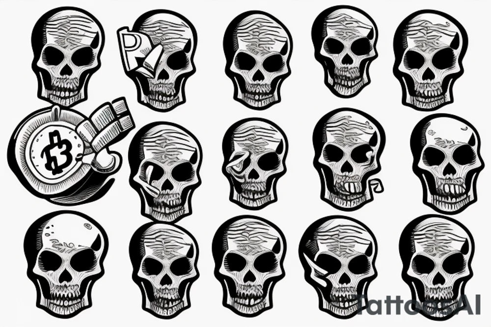 a skeleton with money on his head tattoo idea