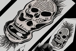 a skeleton with money on his head tattoo idea