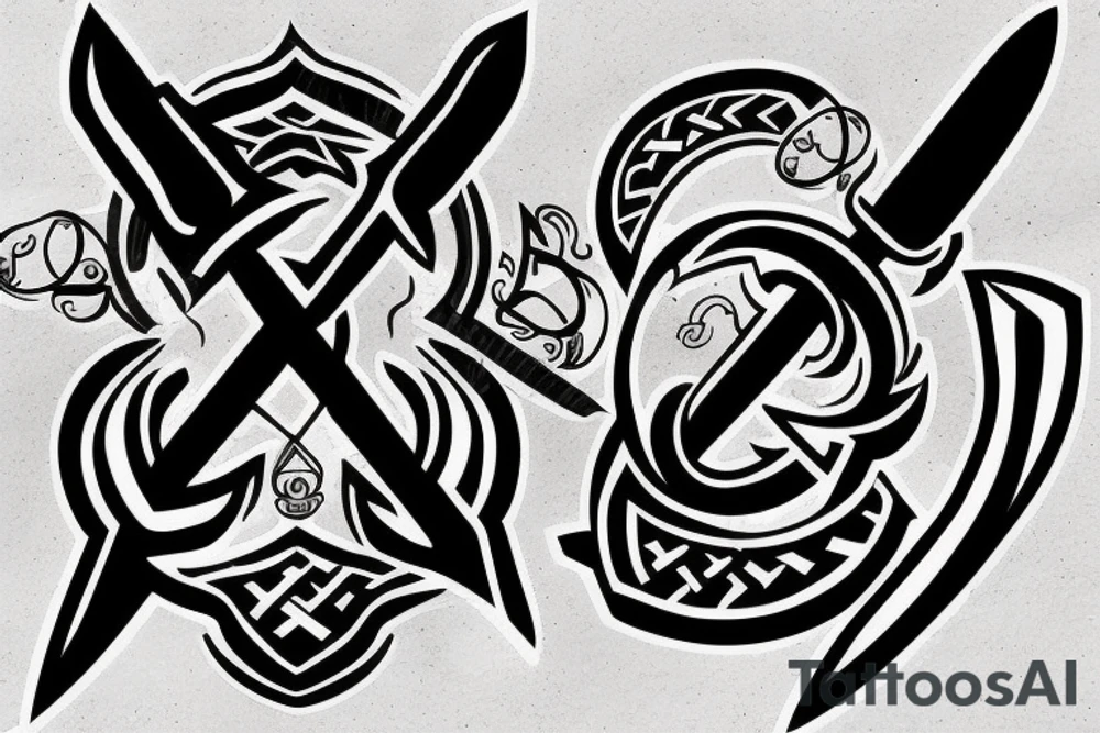 Unique sketch of Ukrainian trident tattoo idea