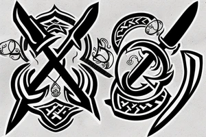 Unique sketch of Ukrainian trident tattoo idea
