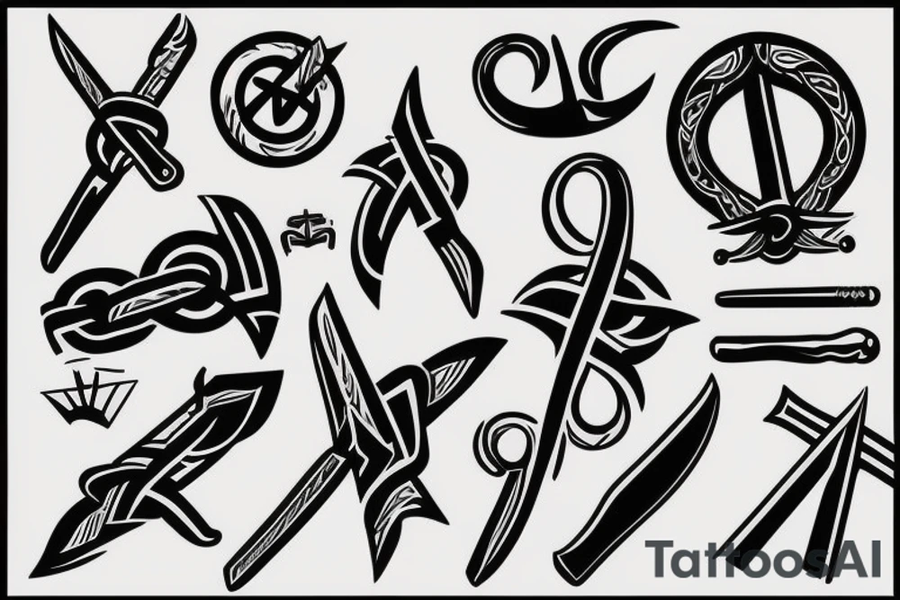 Unique sketch of Ukrainian trident tattoo idea