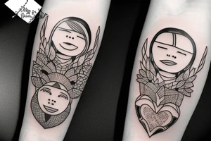 Siblings 3 girls 2 boys tattoo idea
