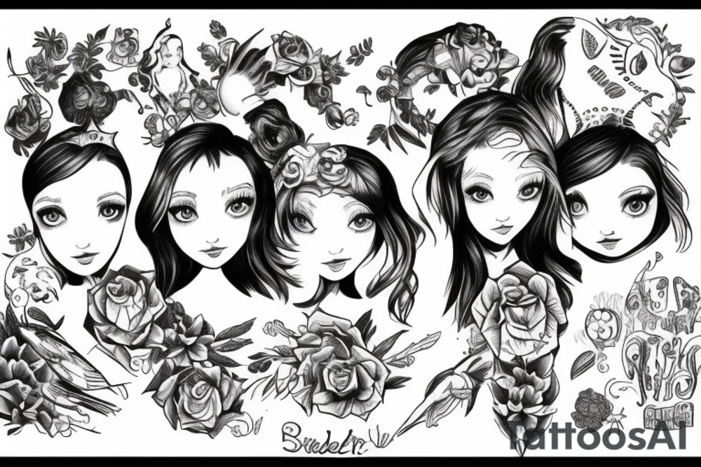 Siblings 3 girls 2 boys tattoo idea