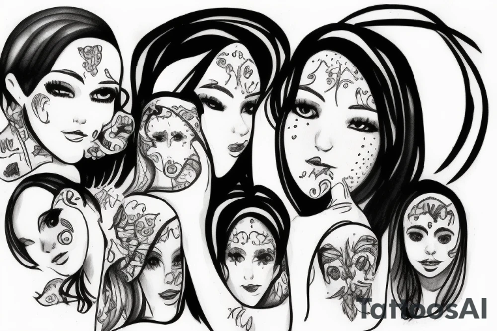 Siblings 3 girls 2 boys tattoo idea